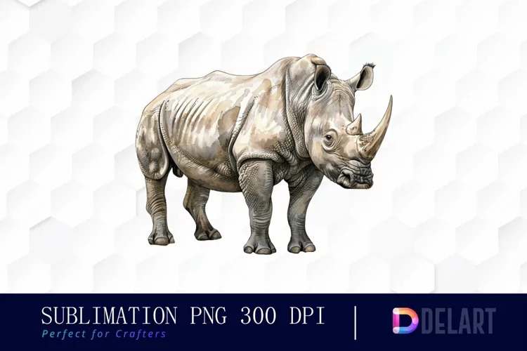 Rhinoceros Watercolor Clipart
