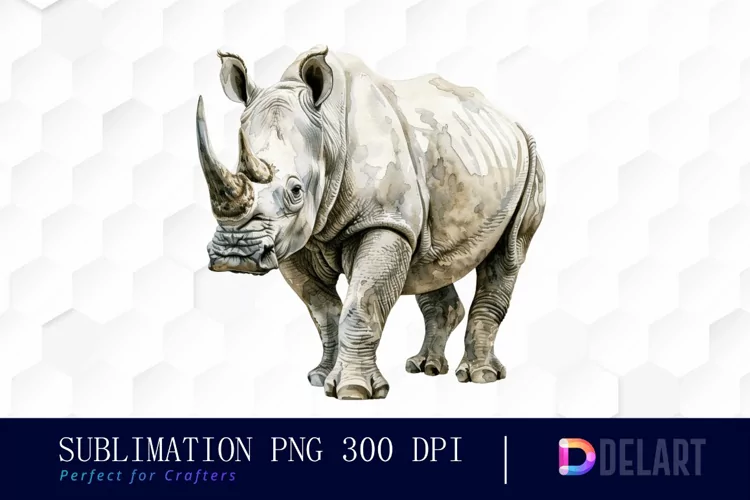 Rhinoceros Watercolor Clipart