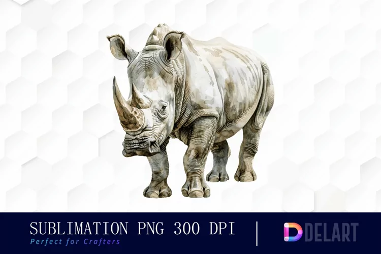 Rhinoceros Watercolor Clipart PNG