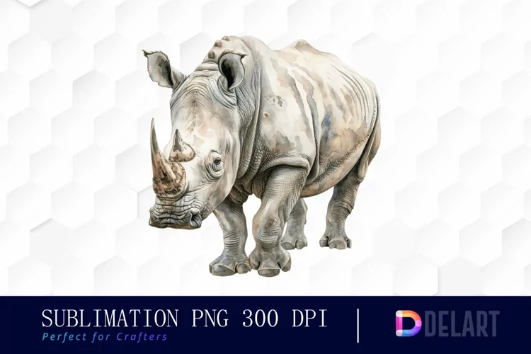 Rhinoceros Watercolor Sublimation Art