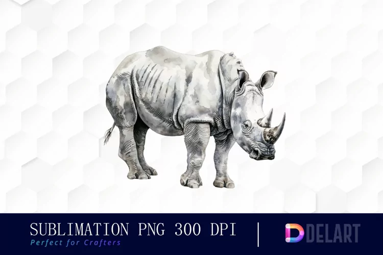 Rhinoceros Watercolor Clipart PNG