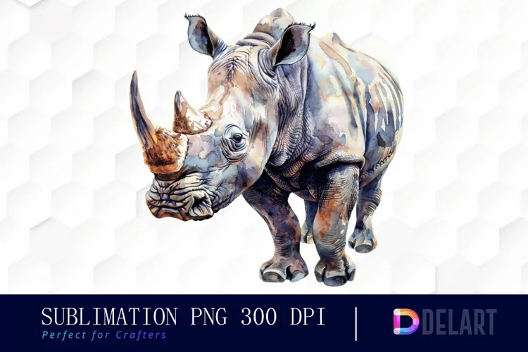 Rhinoceros Watercolor Clipart PNG