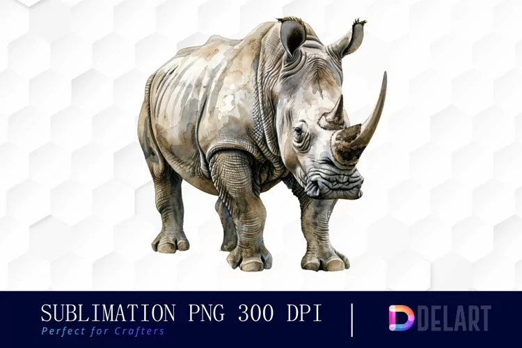 Rhinoceros Watercolor Sublimation Art
