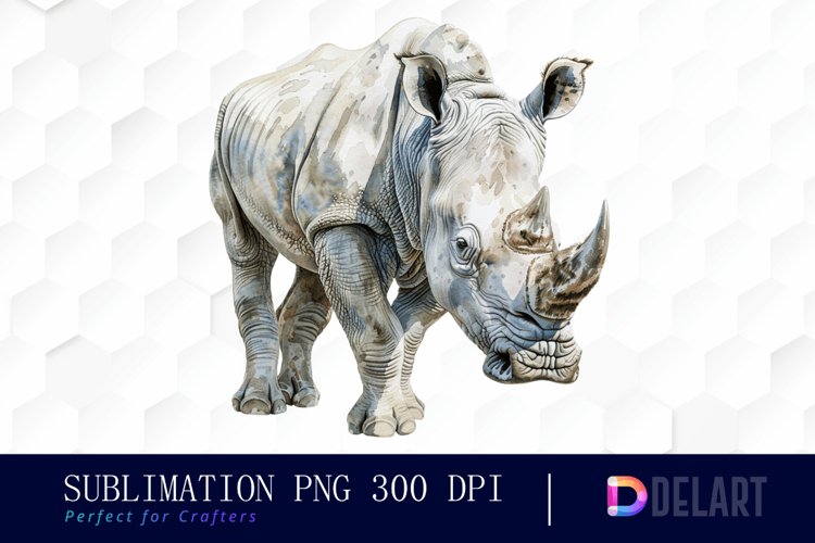 Rhinoceros Watercolor Clipart PNG