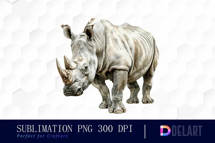 Rhinoceros Watercolor Clipart