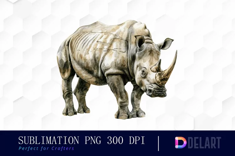 Rhinoceros Watercolor Clipart