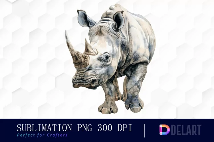 Rhinoceros Watercolor Clipart