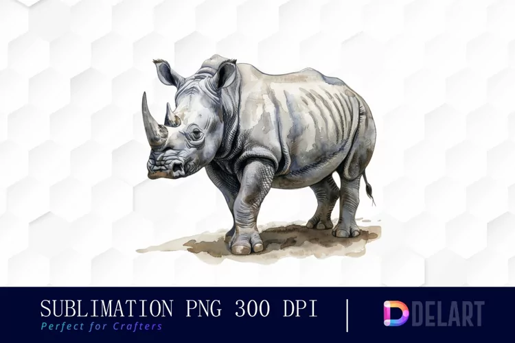 Rhinoceros Watercolor Sublimation Art