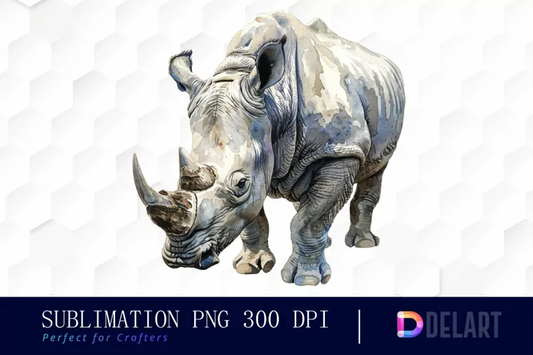 Rhinoceros Watercolor Clipart