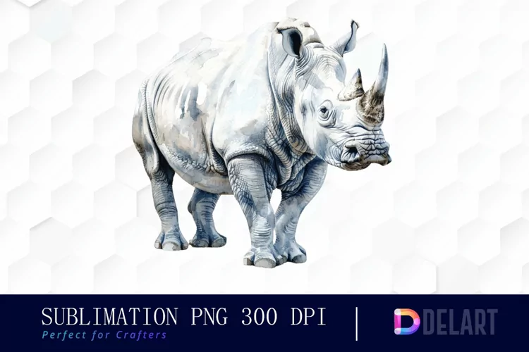 Rhinoceros Watercolor Clipart