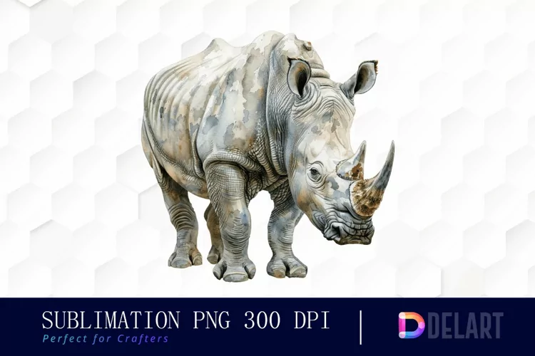 Rhinoceros Watercolor Clipart PNG