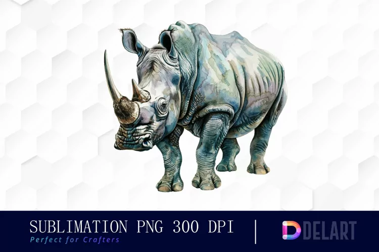 Rhinoceros Watercolor Sublimation Art
