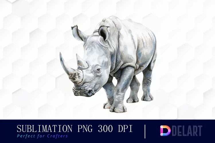 Rhinoceros Watercolor Clipart