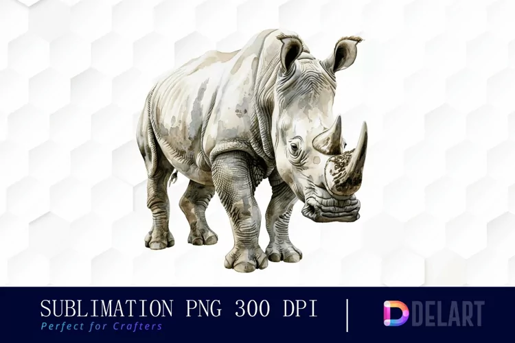 Rhinoceros Watercolor Clipart