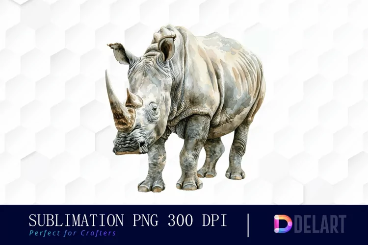 Rhinoceros Watercolor Sublimation Art