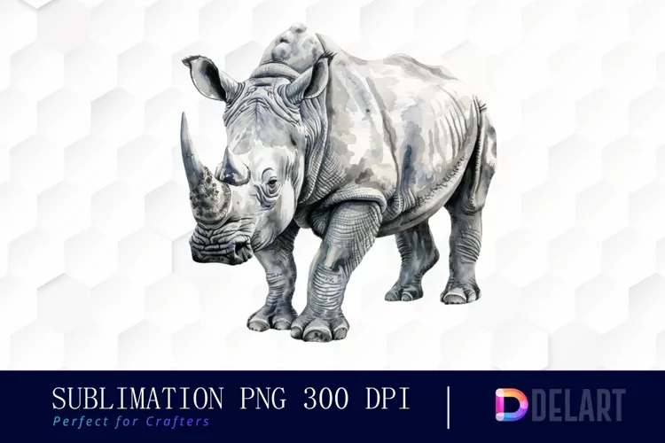 Rhinoceros Watercolor Clipart