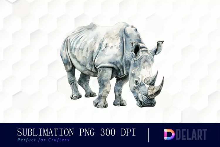 Rhinoceros Watercolor Clipart