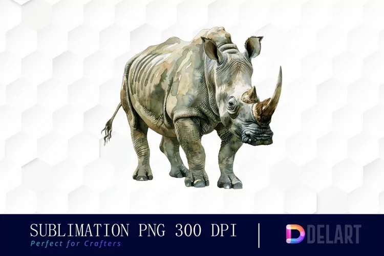 Rhinoceros Watercolor Clipart PNG