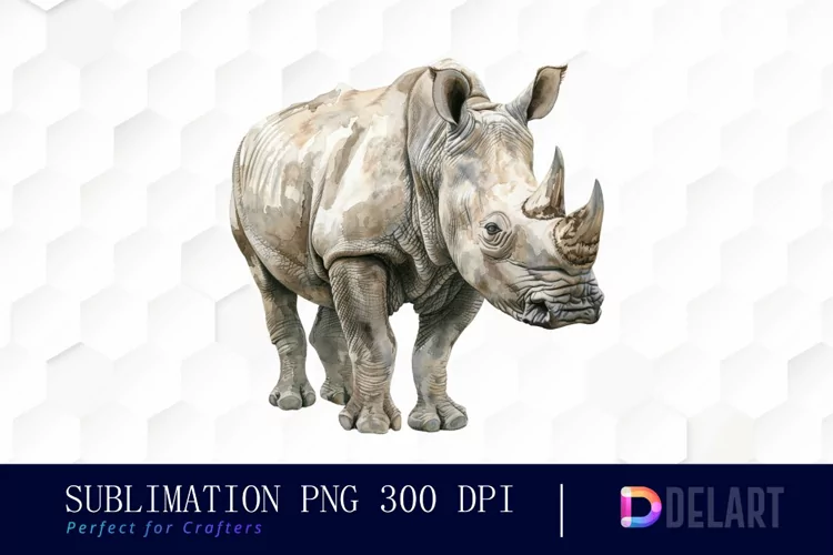 Rhinoceros Watercolor Clipart