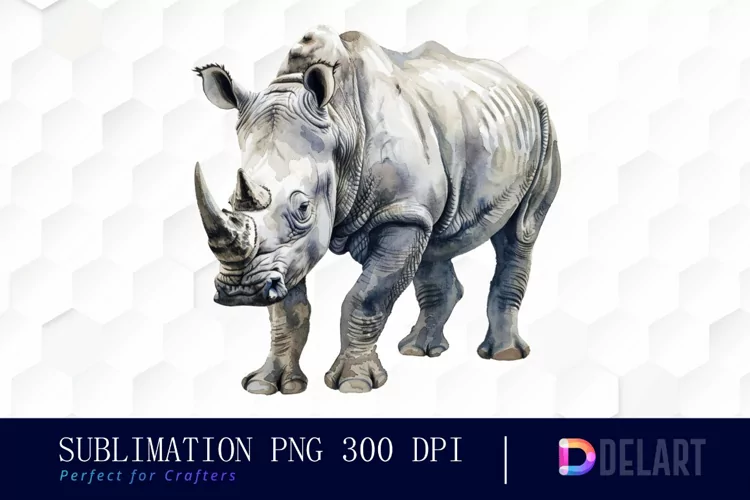 Rhinoceros Watercolor Clipart PNG