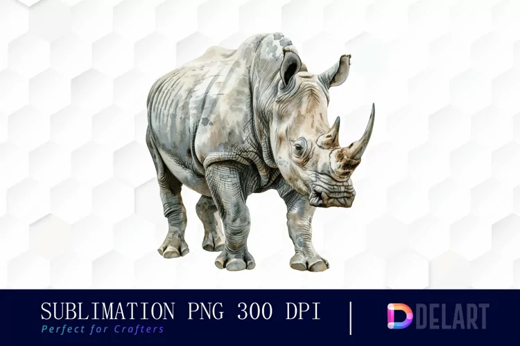 Rhinoceros Watercolor Clipart