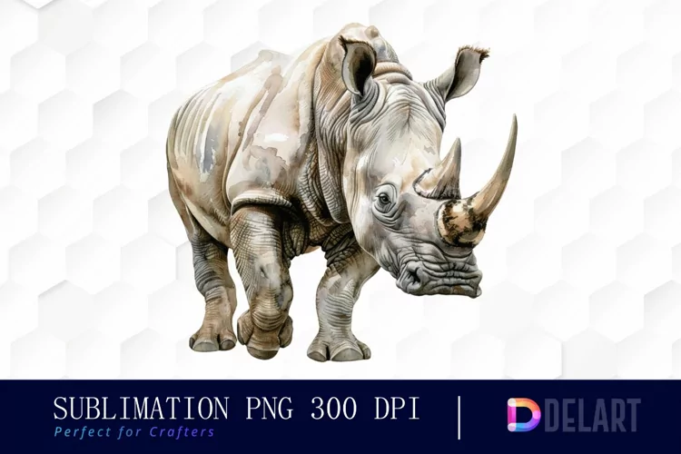 Rhinoceros Watercolor Clipart PNG