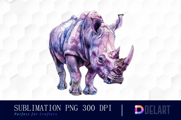 Rhinoceros Watercolor Sublimation Art