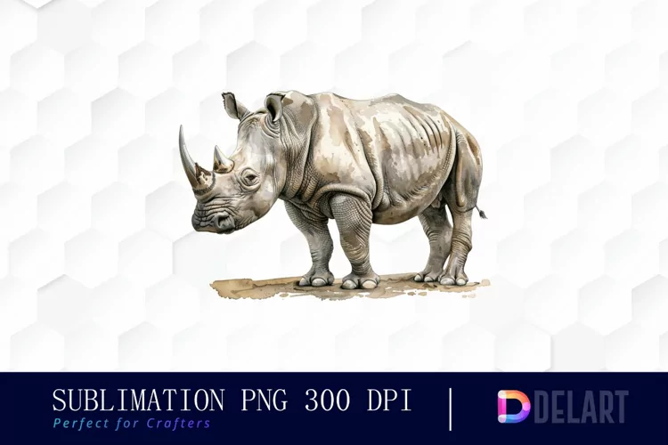Rhinoceros Watercolor Clipart PNG