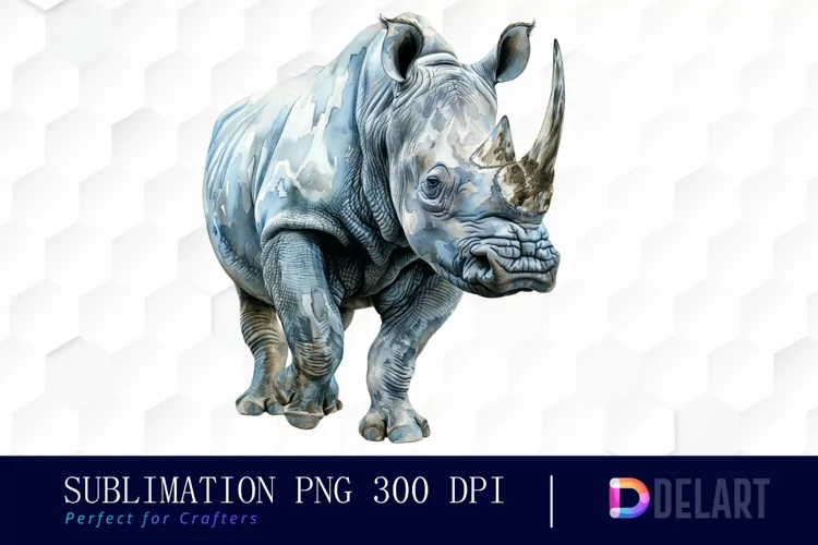 Rhinoceros Watercolor Clipart