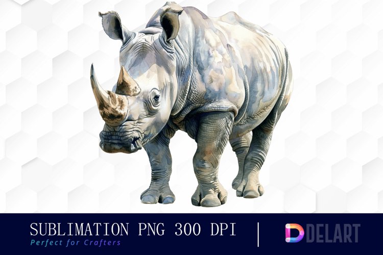 Rhinoceros Watercolor Clipart PNG