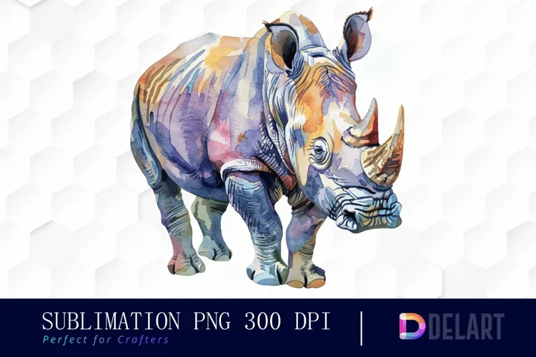 Rhinoceros Watercolor Clipart