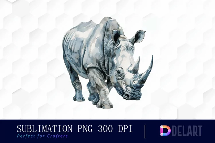 Rhinoceros Watercolor Clipart