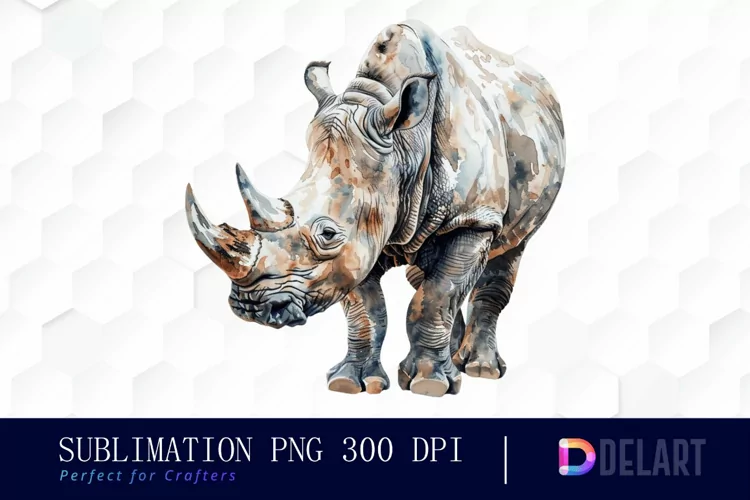 Rhinoceros Watercolor Clipart PNG