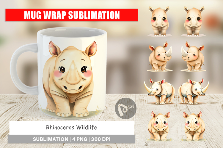 Mug Wrap Rhinoceros Wildlife