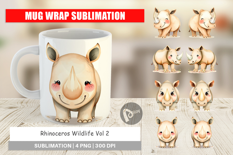 Mug Wrap Rhinoceros Wildlife