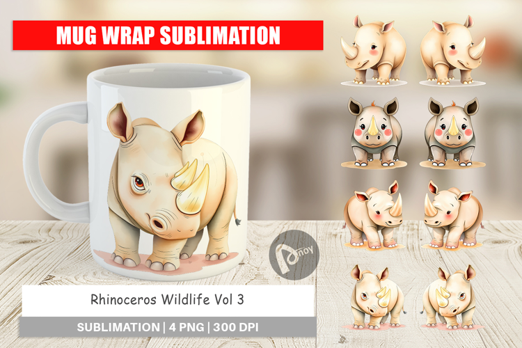 Mug Wrap Rhinoceros Wildlife