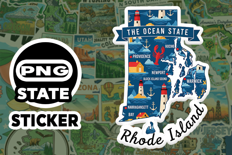 Rhode Island Sticker PNG SVG | State Outline Decal File