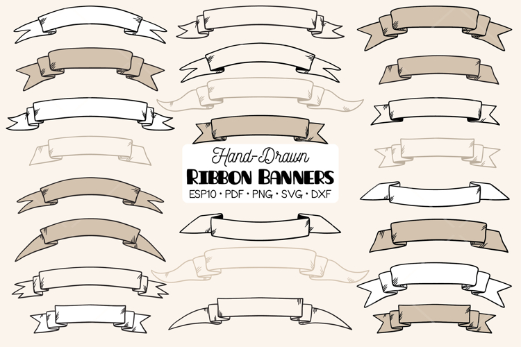 Ribbon Banner, Hand Drawn Decorative Element, Vintage Scroll