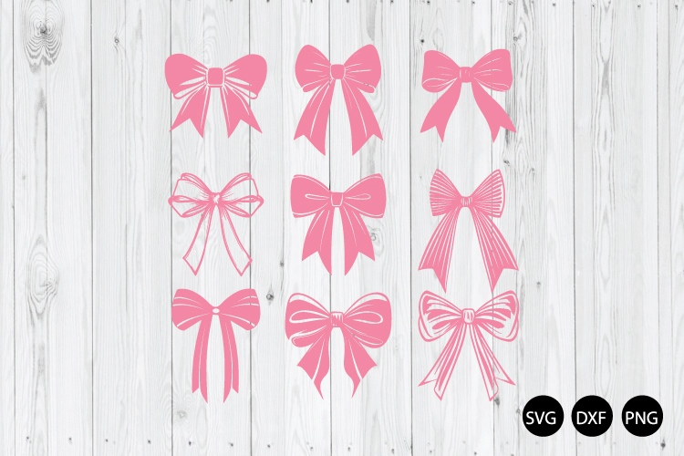 Cute Pink Bows SVG, Coquette Pink Bows, Bow SVG