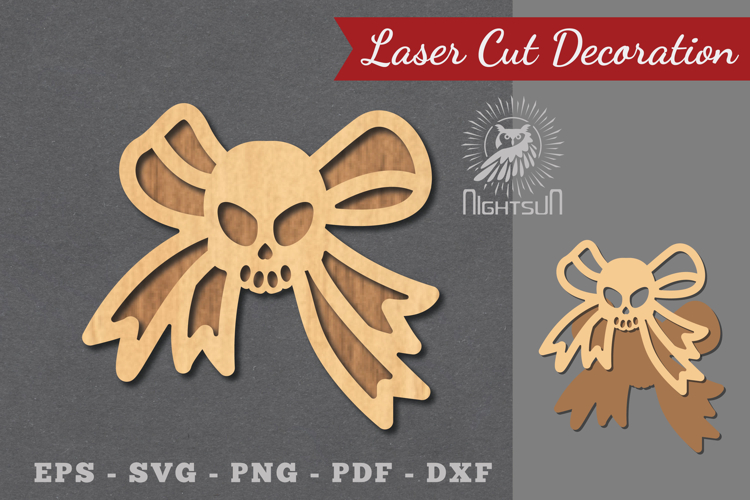 Ribbon Skull Laser Cut Decoration