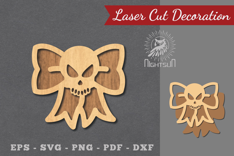 Ribbon Skull Laser Cut Decoration