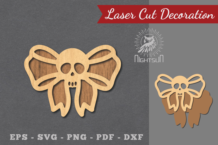 Ribbon Skull Laser Cut Decoration