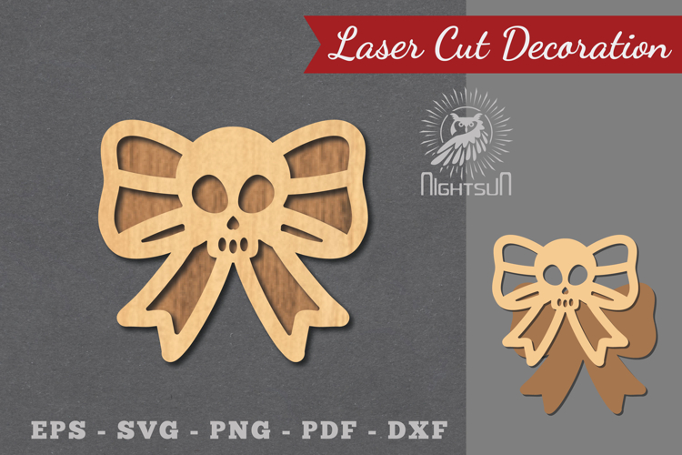 Ribbon Skull Laser Cut Decoration