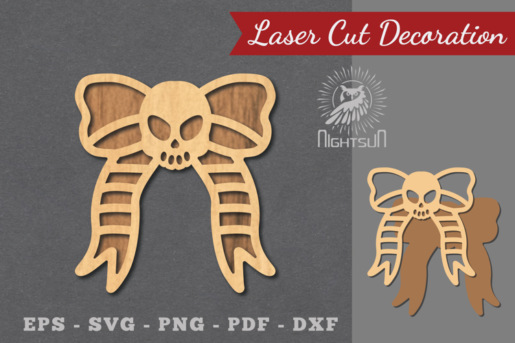 Ribbon Skull Laser Cut Decoration