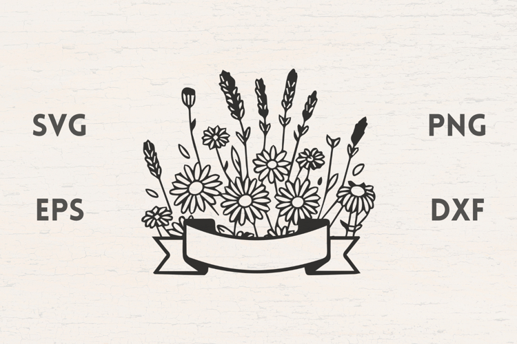 Banner with daisies SVG