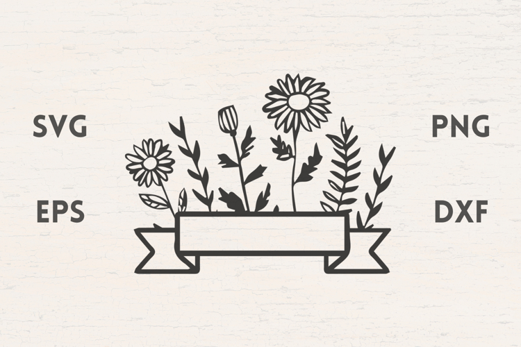 Banner with flowers and branches SVG