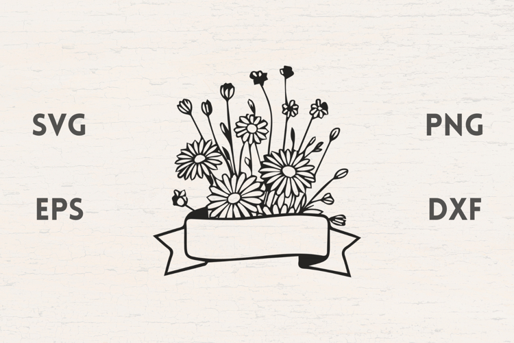 Banner with wild flowers SVG