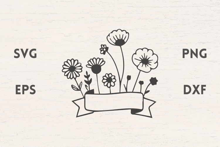 Ribbon with Flowers 2 SVG