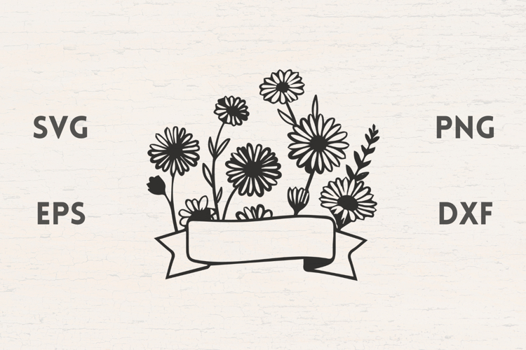 Ribbon with Daisies SVG