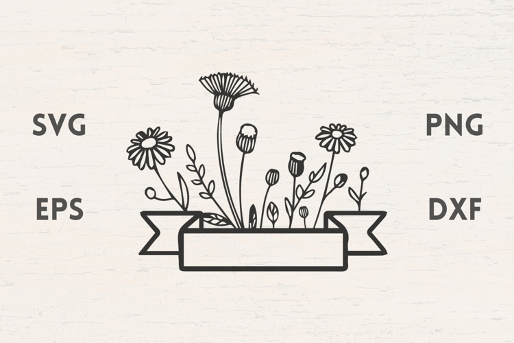Ribbon with Dandelions SVG